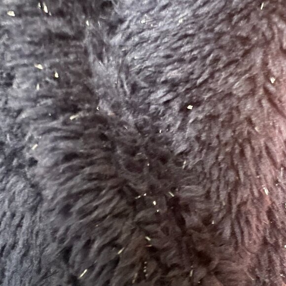 Denim & Co. Women Top Sweater ~ Shimmer Sherpa Open Front Navy Blue A630354 - Picture 5 of 9